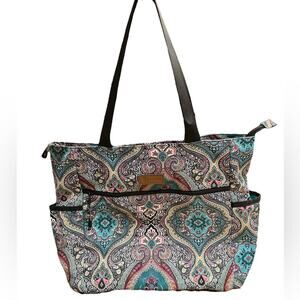 Vavaer Teal Paisley Yoga Bag with Full Zip and End Pockets
